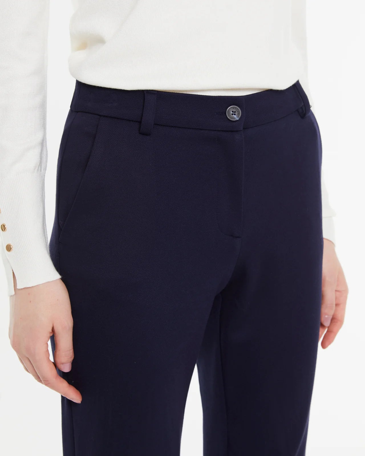 Andam, high-waisted plain knit flared trouser Black 4692