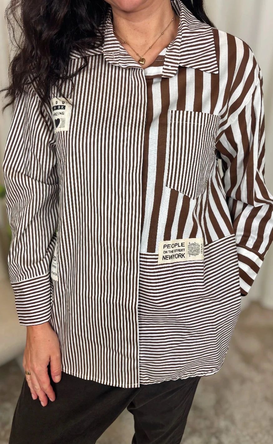 Marta, Birch Shirt Striped 258998