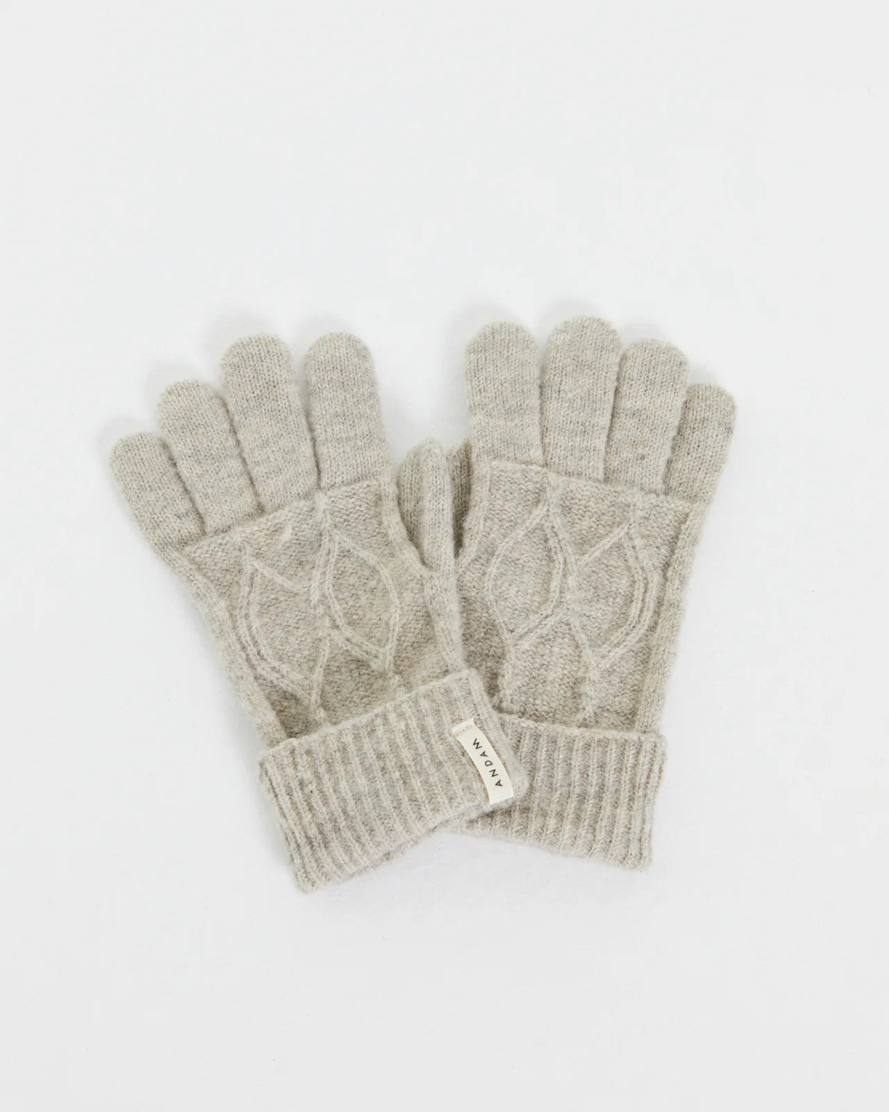 Andam,  knitted gloves with braided structure Beige 0010