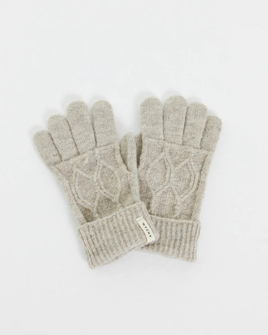 Andam,  knitted gloves with braided structure Beige 0010