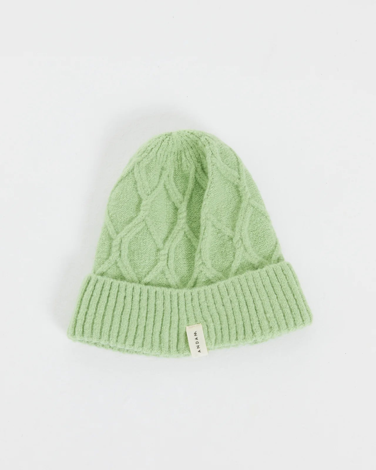 Andam, knitted hat with braided structure Green 0009