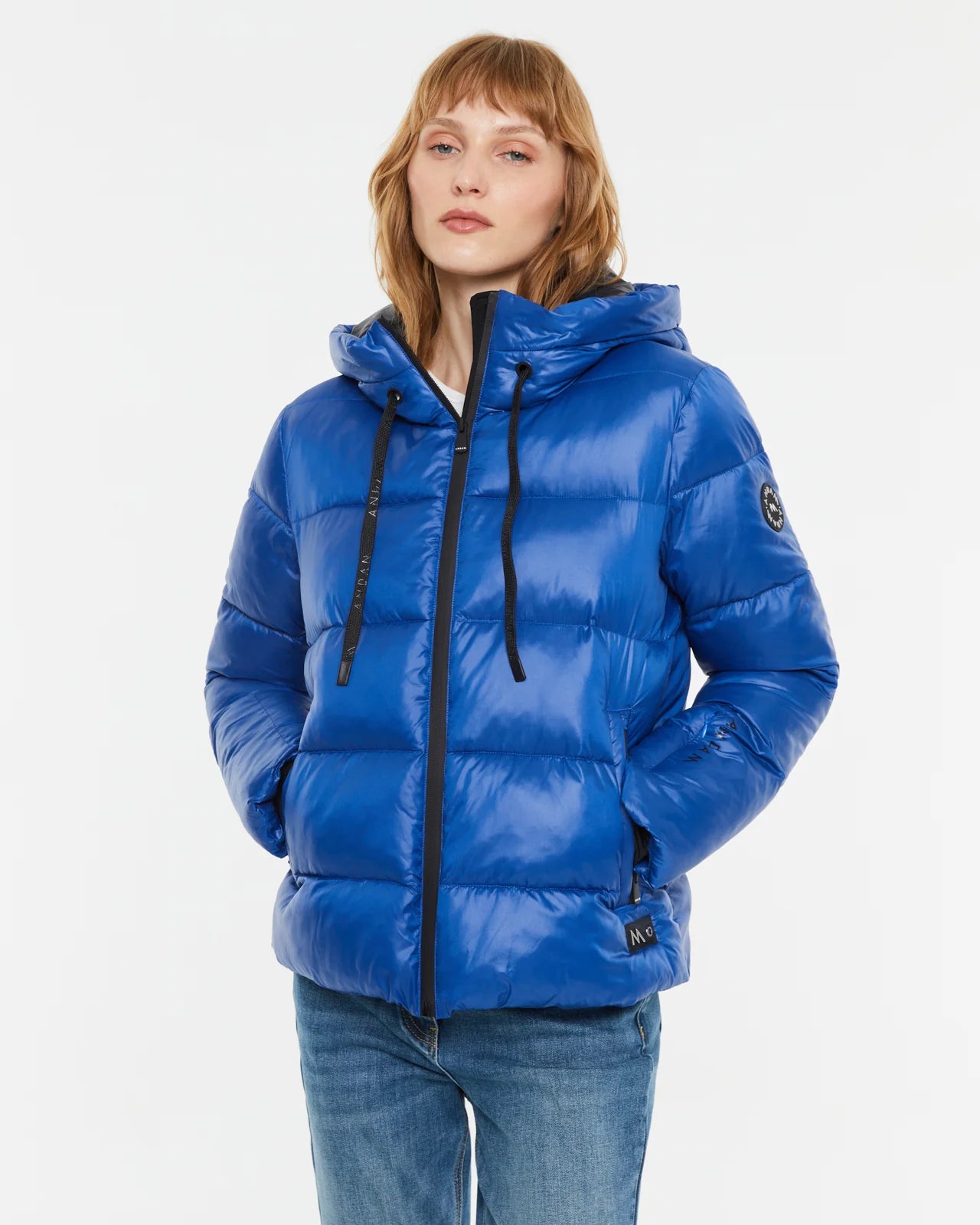 Andam, short parka with hood Blue 7011
