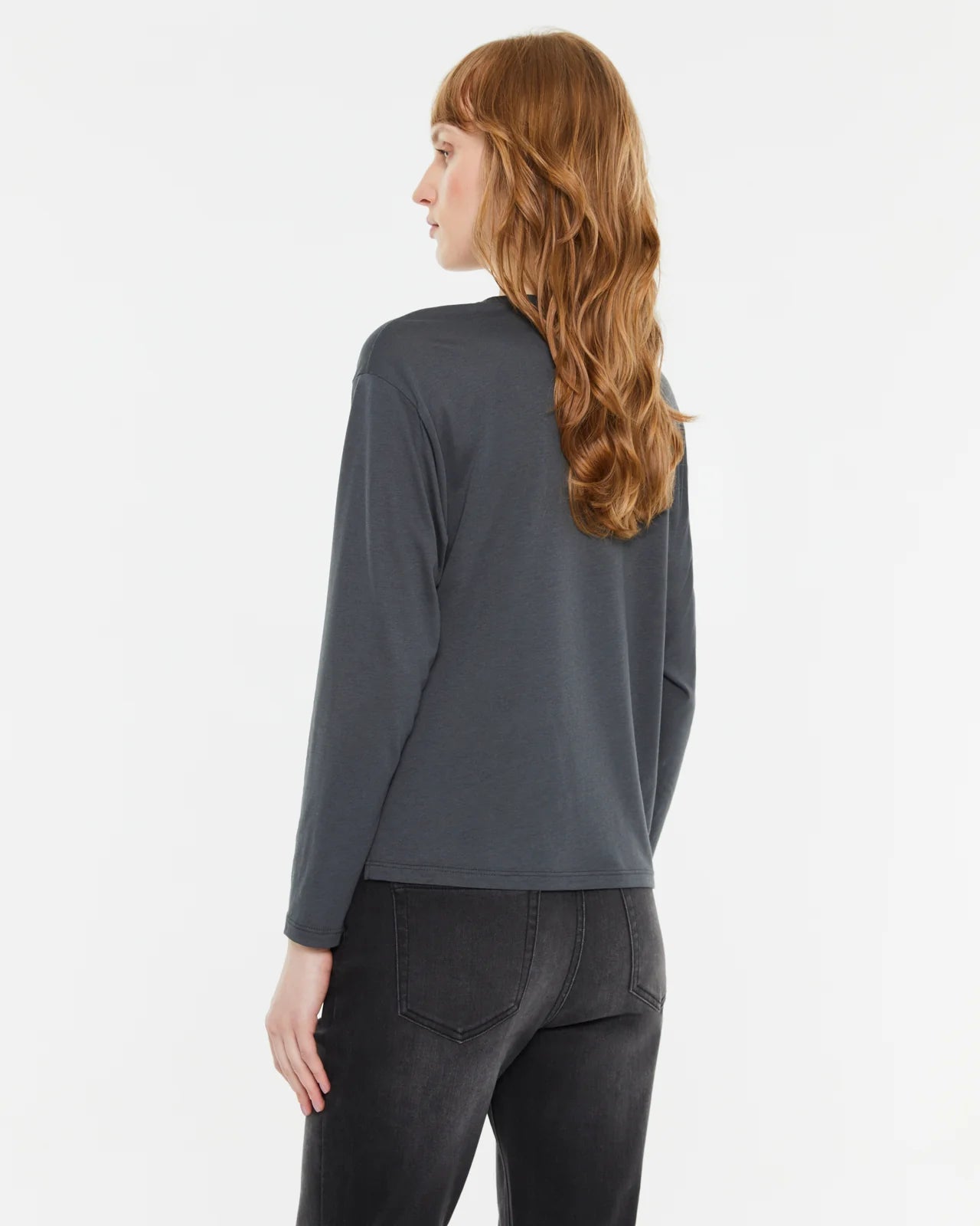 Andam, long-sleeved front print t-shirt GREY 9672