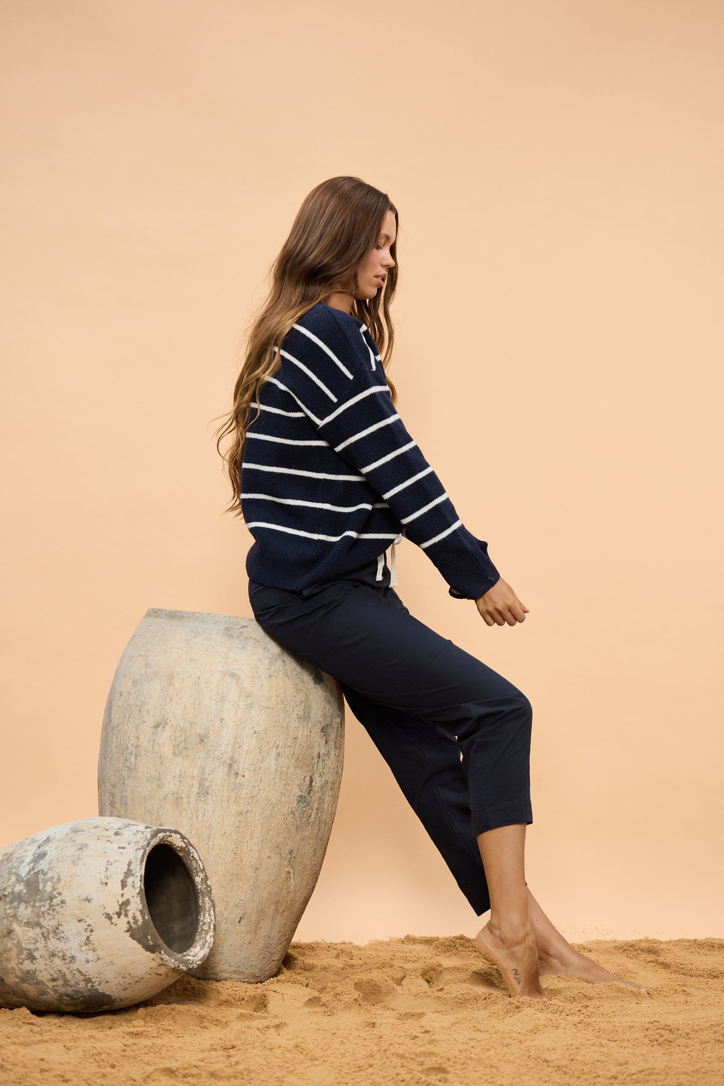 Holiday, Overboard Knit Navy stripe 26013-3