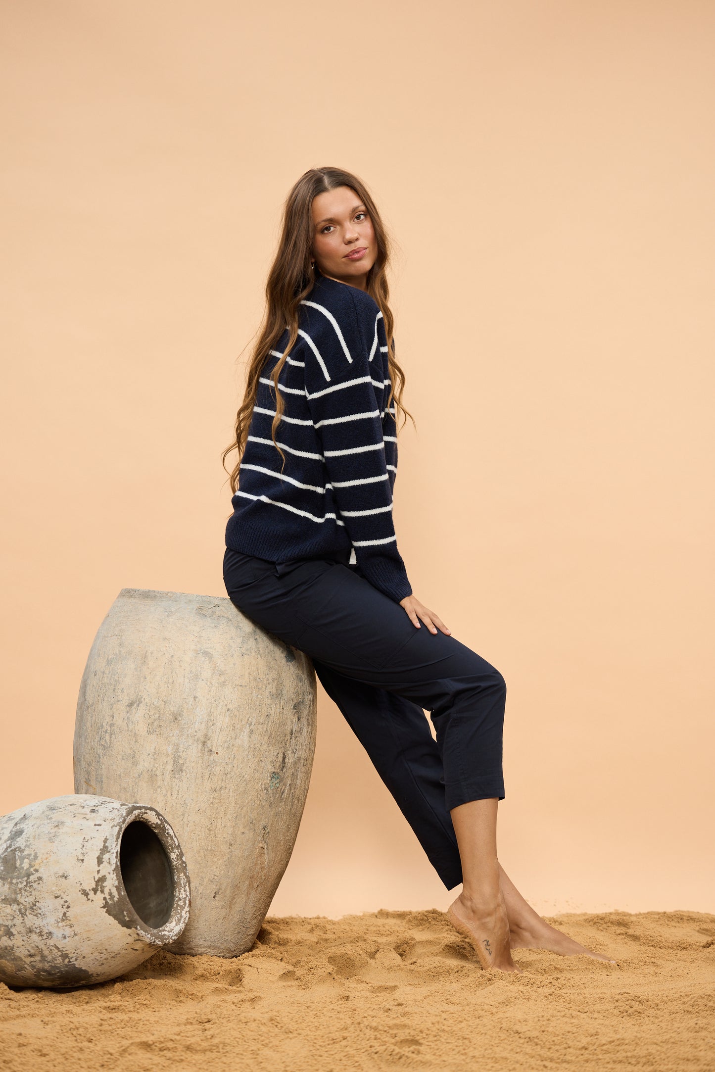 Holiday, Overboard Knit Navy stripe 26013-3