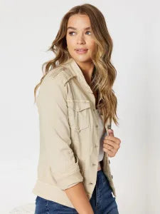 Threadz, Military Denim Jacket Natural 38706