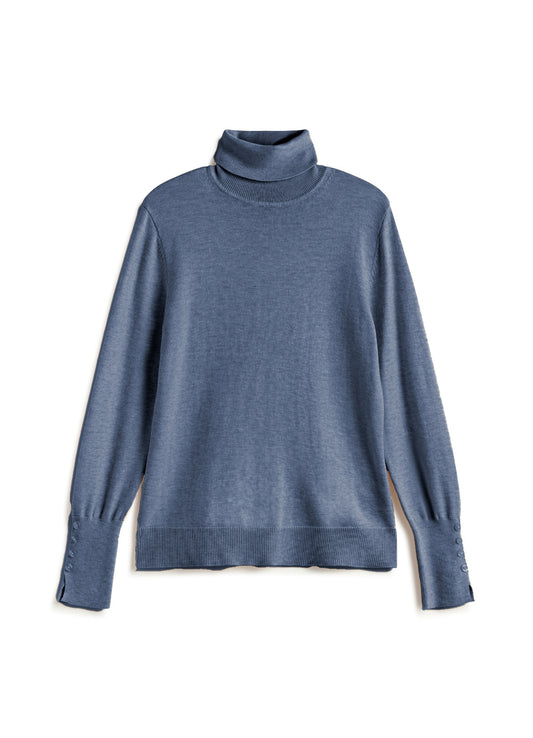 Andam, fine knit turtleneck sweater Blue 6150