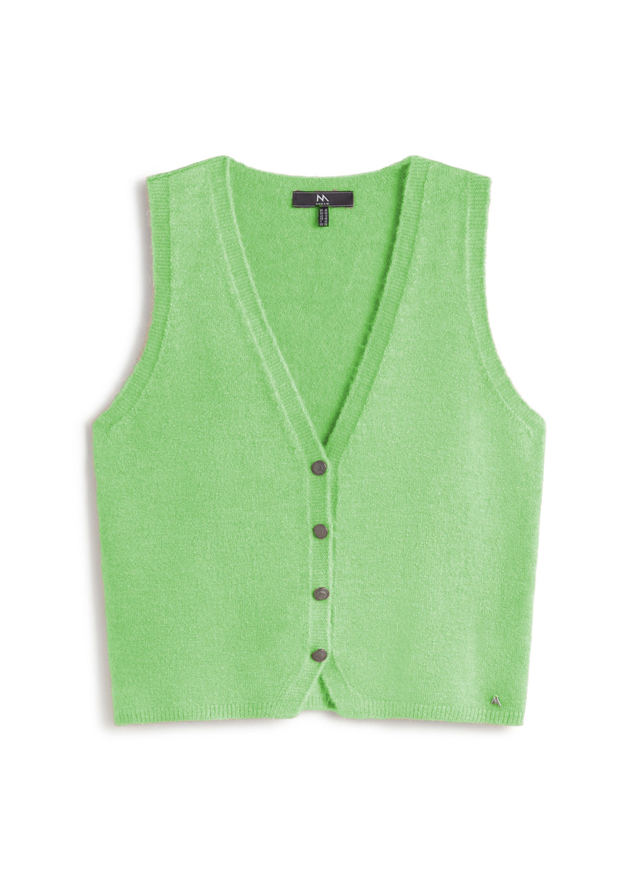 Andam, V-neck knit vest with metal buttons GREEN 6104