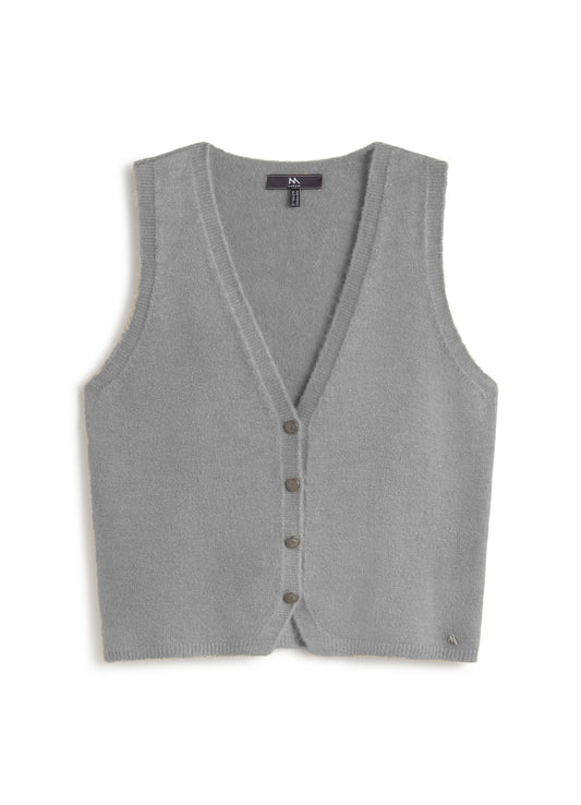 Andam, V-neck knit vest with metal buttons GREY 6104