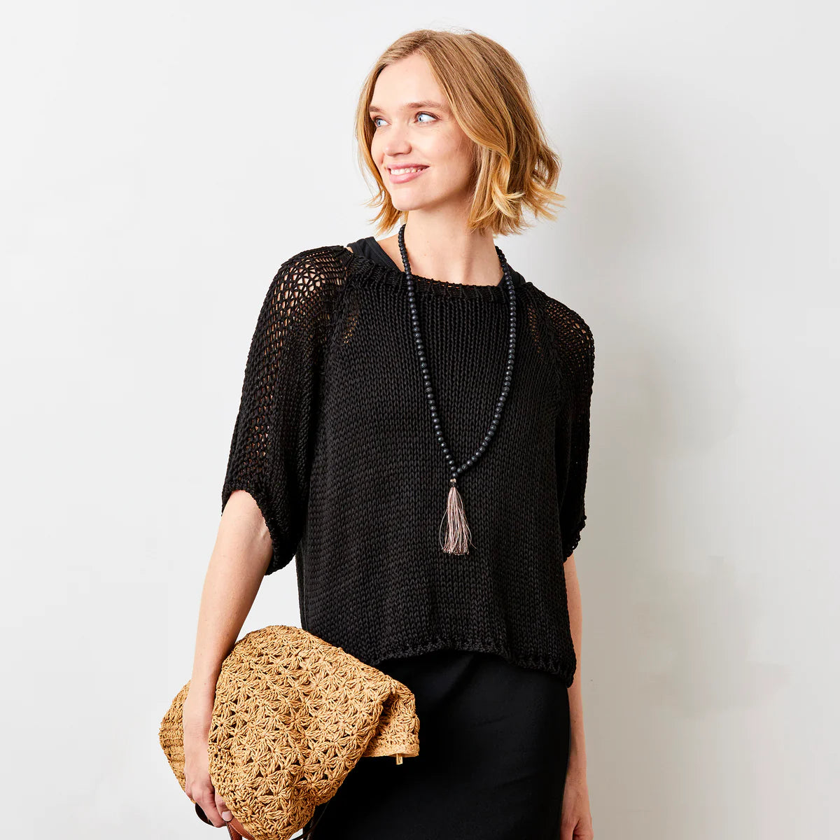 Suzy D, Jacky Cotton Knit Sweater - Black