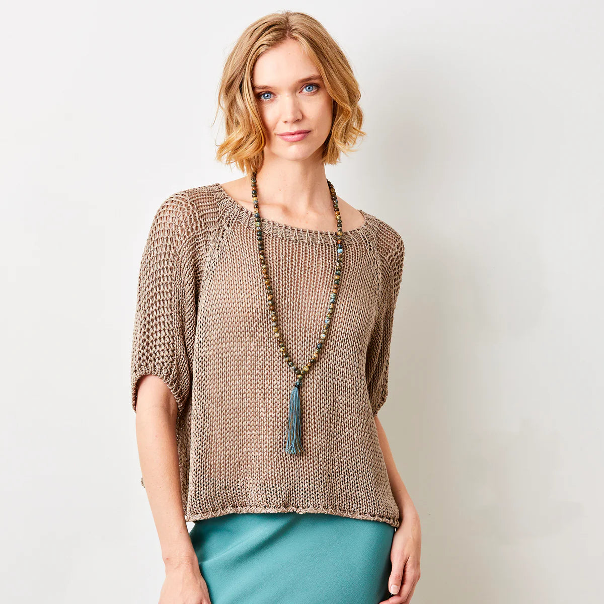 Suzy D, Jacky Cotton Knit Sweater - Taupe