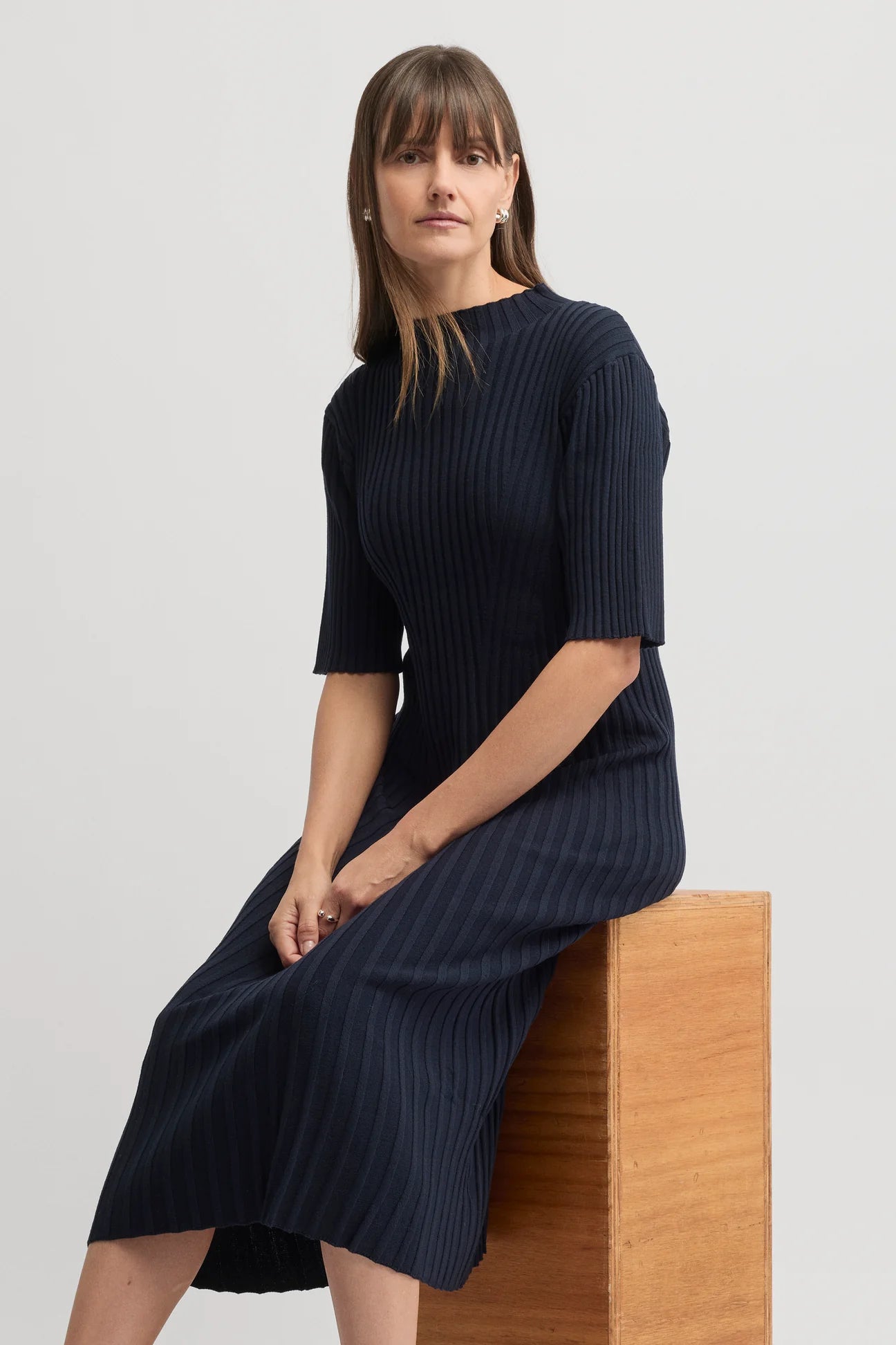 Yarra Trail, Oak knit dress navy 9669