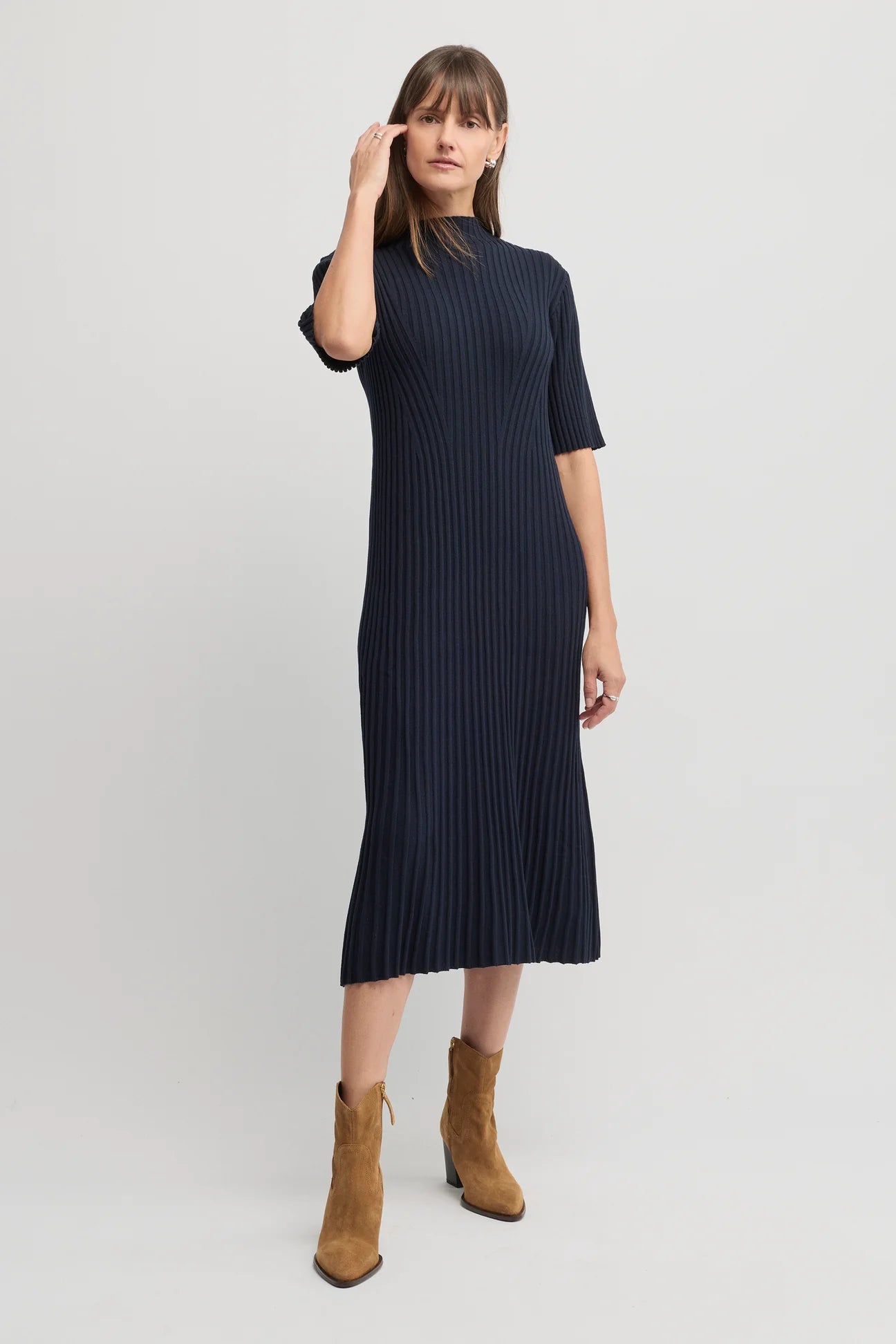 Yarra Trail, Oak knit dress navy 9669