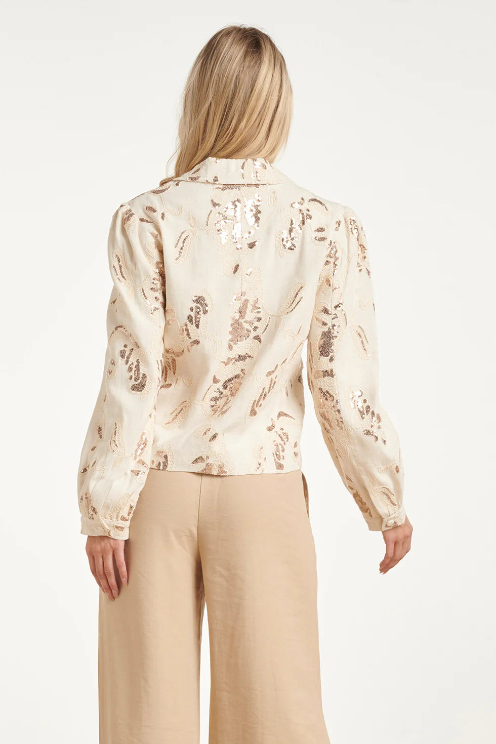 Smashed Lemon, FESTIVE JACKET WITH GLITTERING SEQUIN PRINT | SAND - COPPER 26069