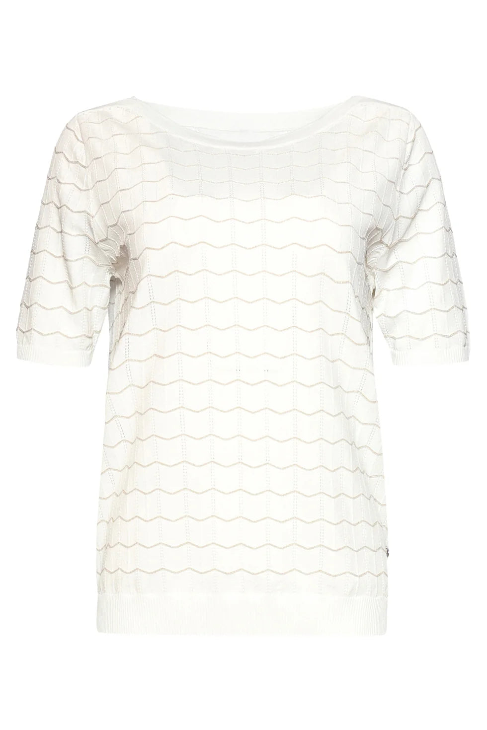 Smashed Lemon, KNITTED TOP WITH LUREX WAVY TEXTURE | WHITE - GOLD 26150