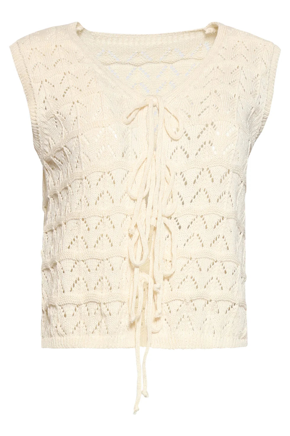 Smashed Lemon, KNITTED TOP WITH TRENDY LACE-UP CLOSURE | OFF WHITE 26207