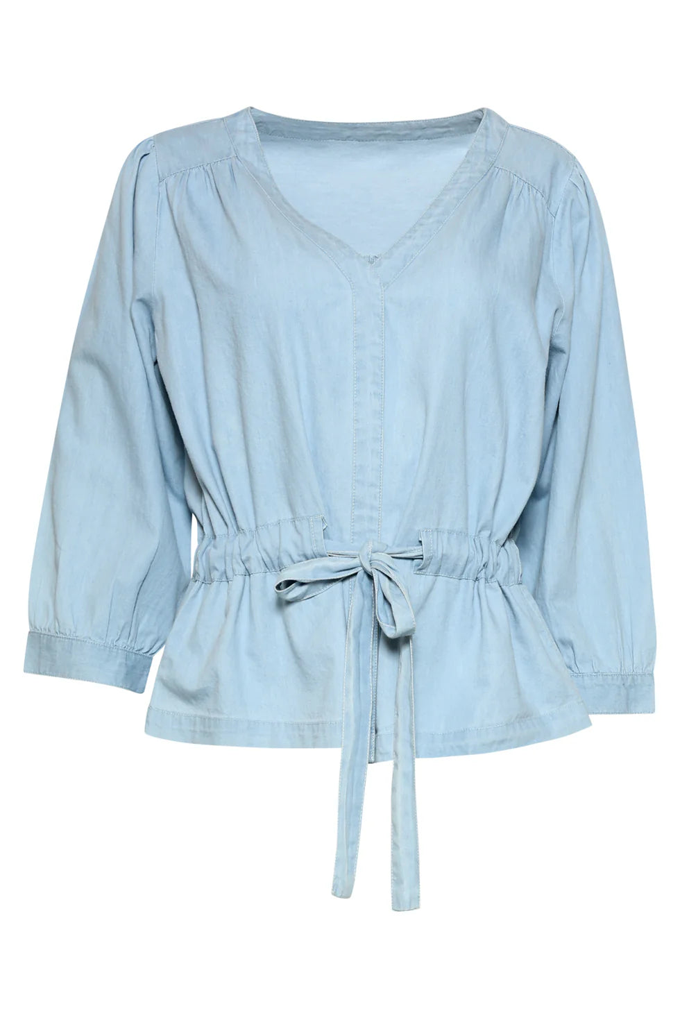 Smashed Lemon, LIGHT BLUE WRAP TOP WITH DRAWSTRING | DENIM 26182