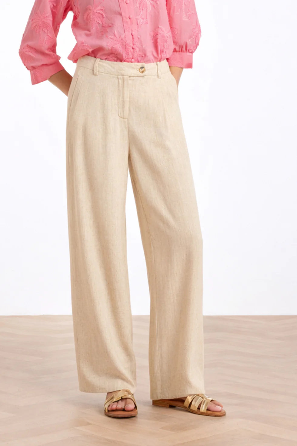 Smashed Lemon, LINEN WIDE LEG PANTS | SAND 26091