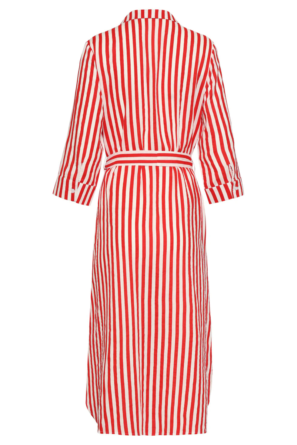 Smashed Lemon, STRIPED MAXI DRESS WITH WAIST BELT | RED - WHITE 26035