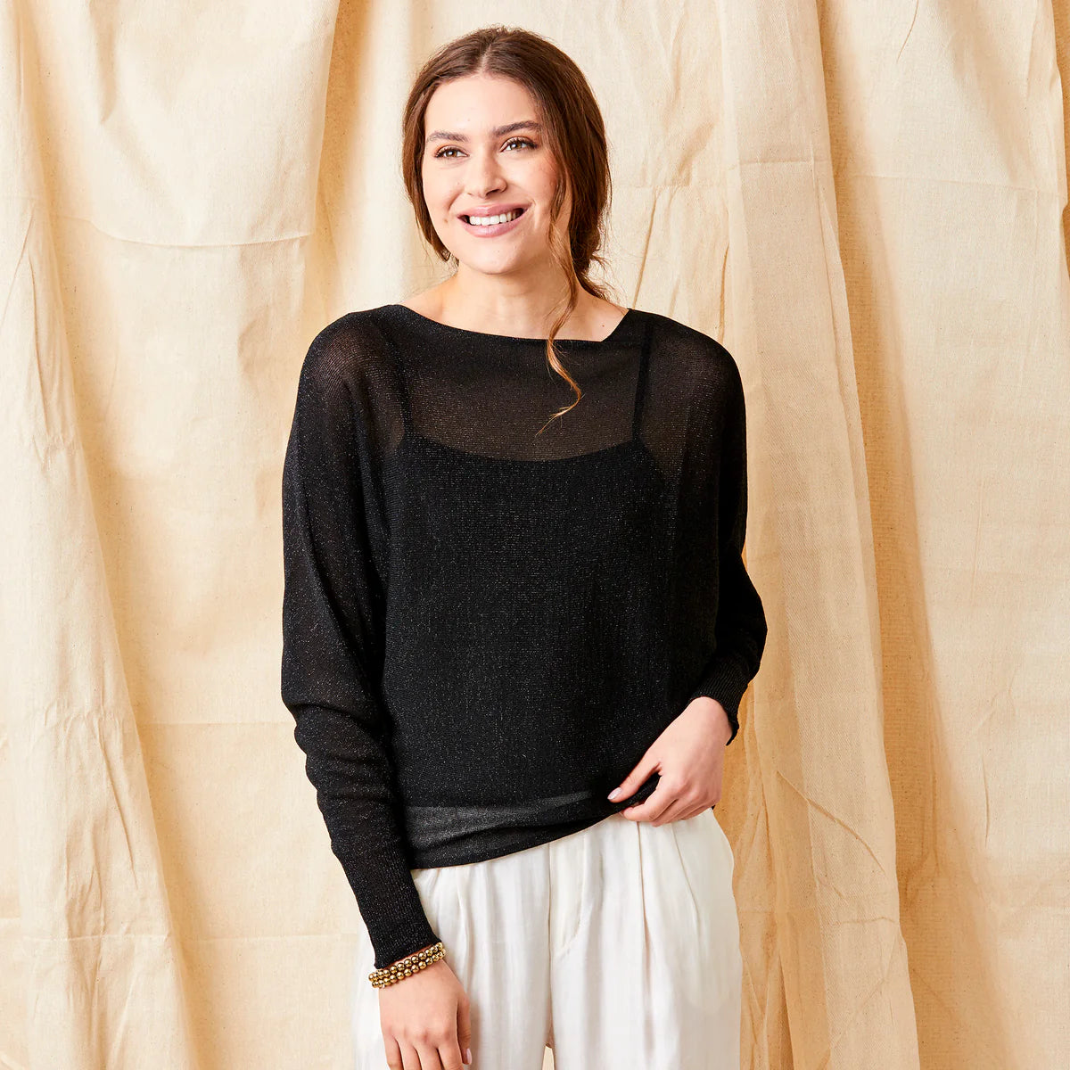 Suzy D, LAZARIA BATWING SPARKLE KNIT black mix