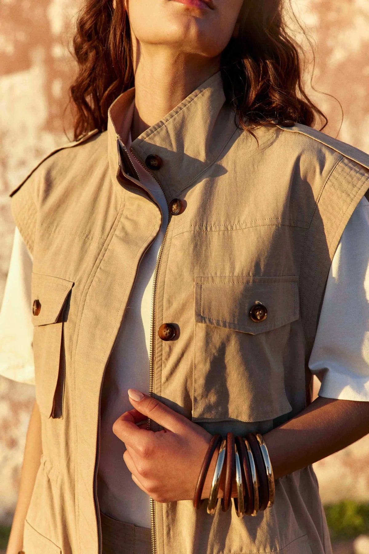 LPE, NEVA sleeveless jacket Beige
