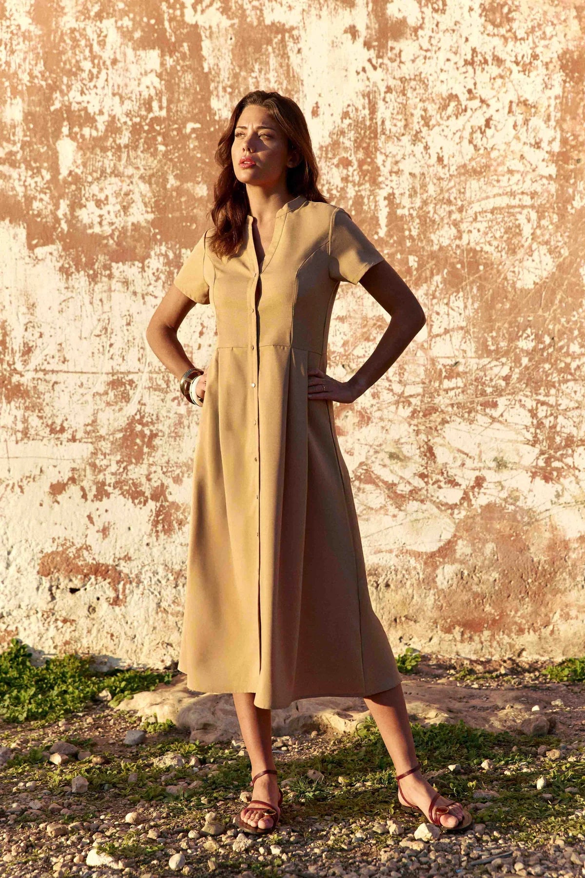 LPE, Dress ROSIE Blush Camel