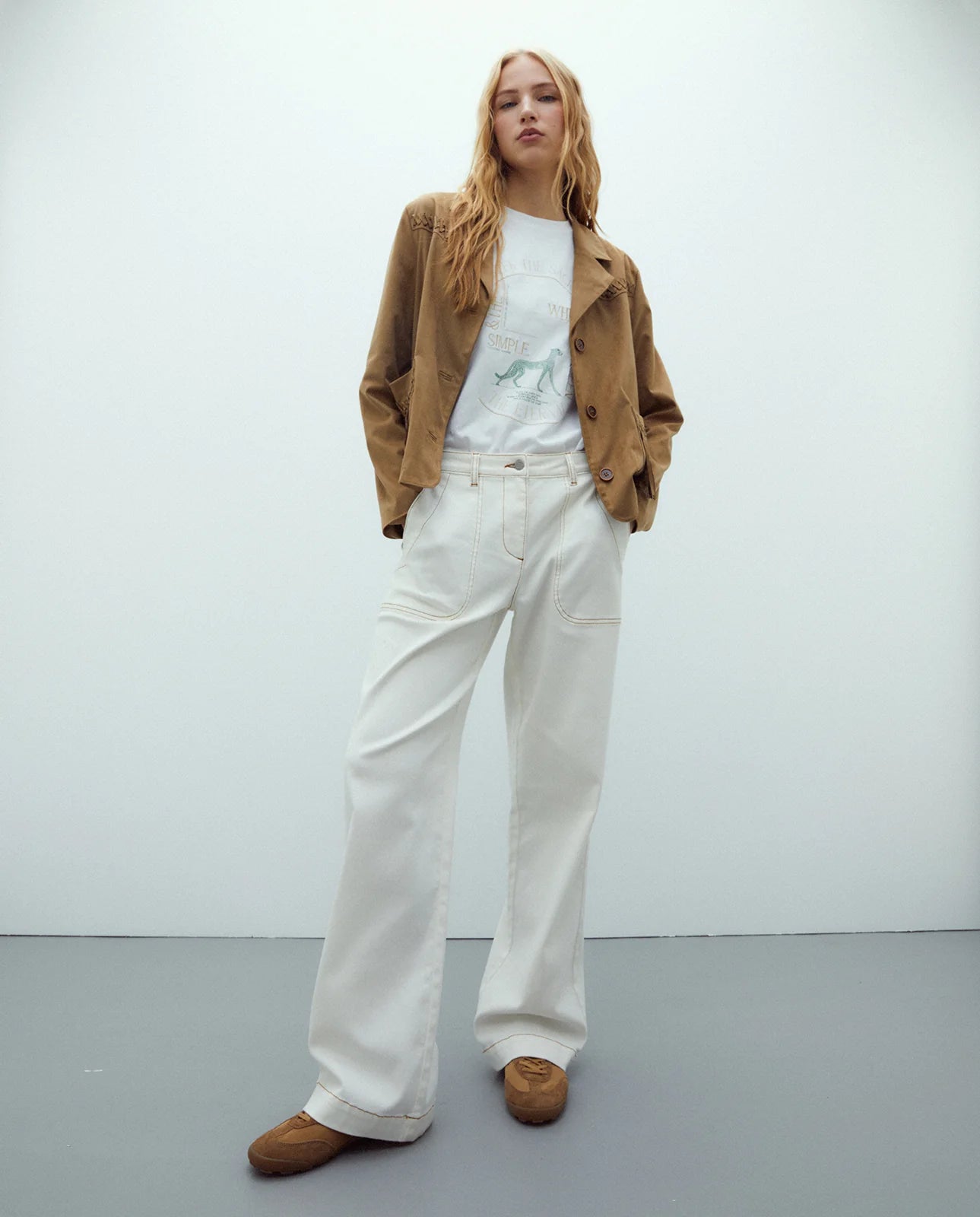 Andam, suede-effect jacket with fringe detailing. 265090
