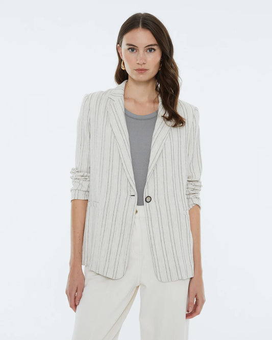 Andam, Striped Blazer, lined. ECRU