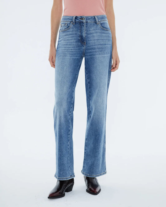 Andam,  wide-leg jeans, high waist, and zipper