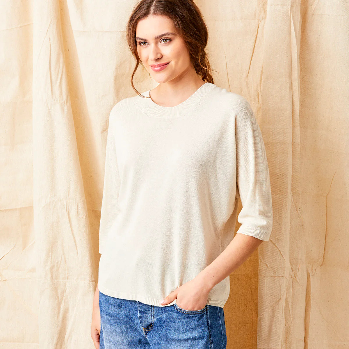 Suzy D, Faela Batwing Sweater - Cream