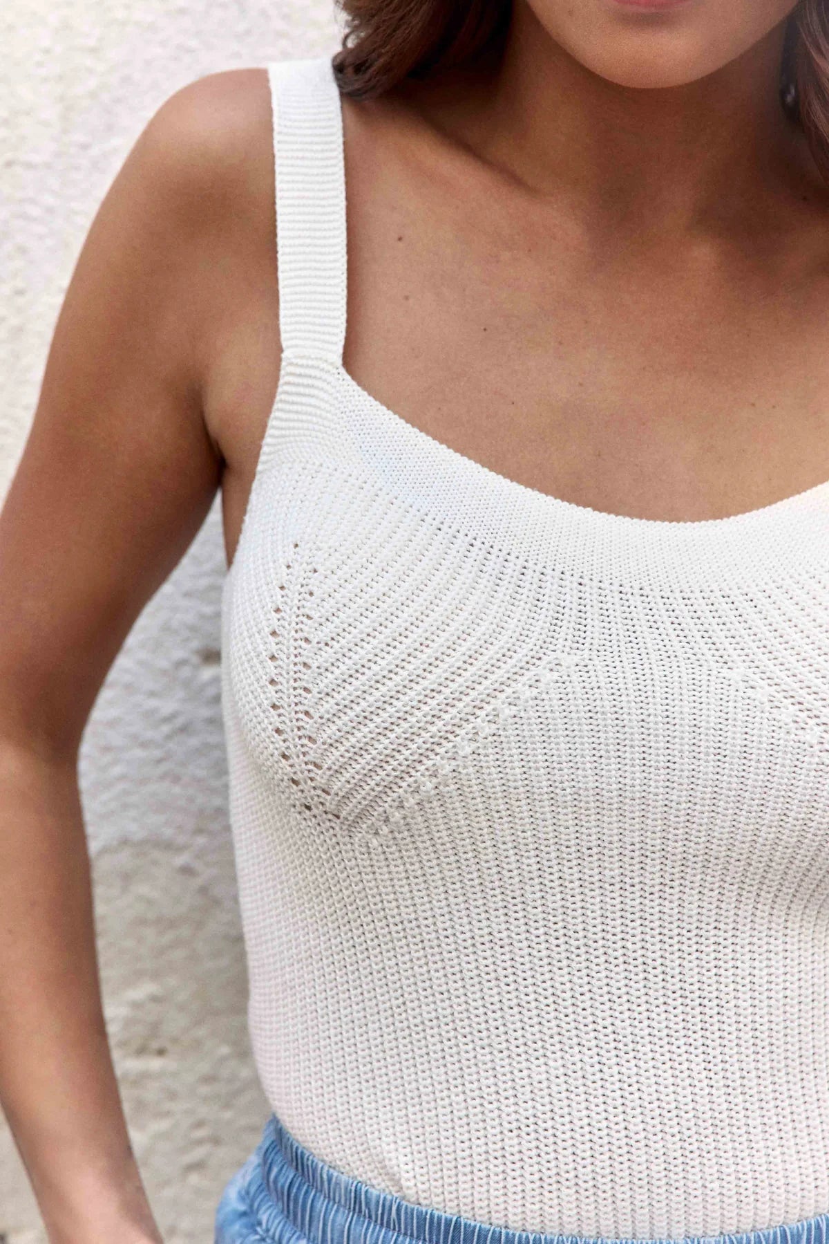 LPE, DARA knitted tank top Ecru