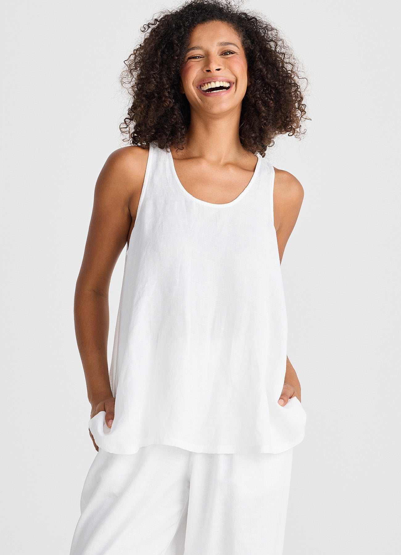 Shanty, Livorno Singlet White Linen Blend