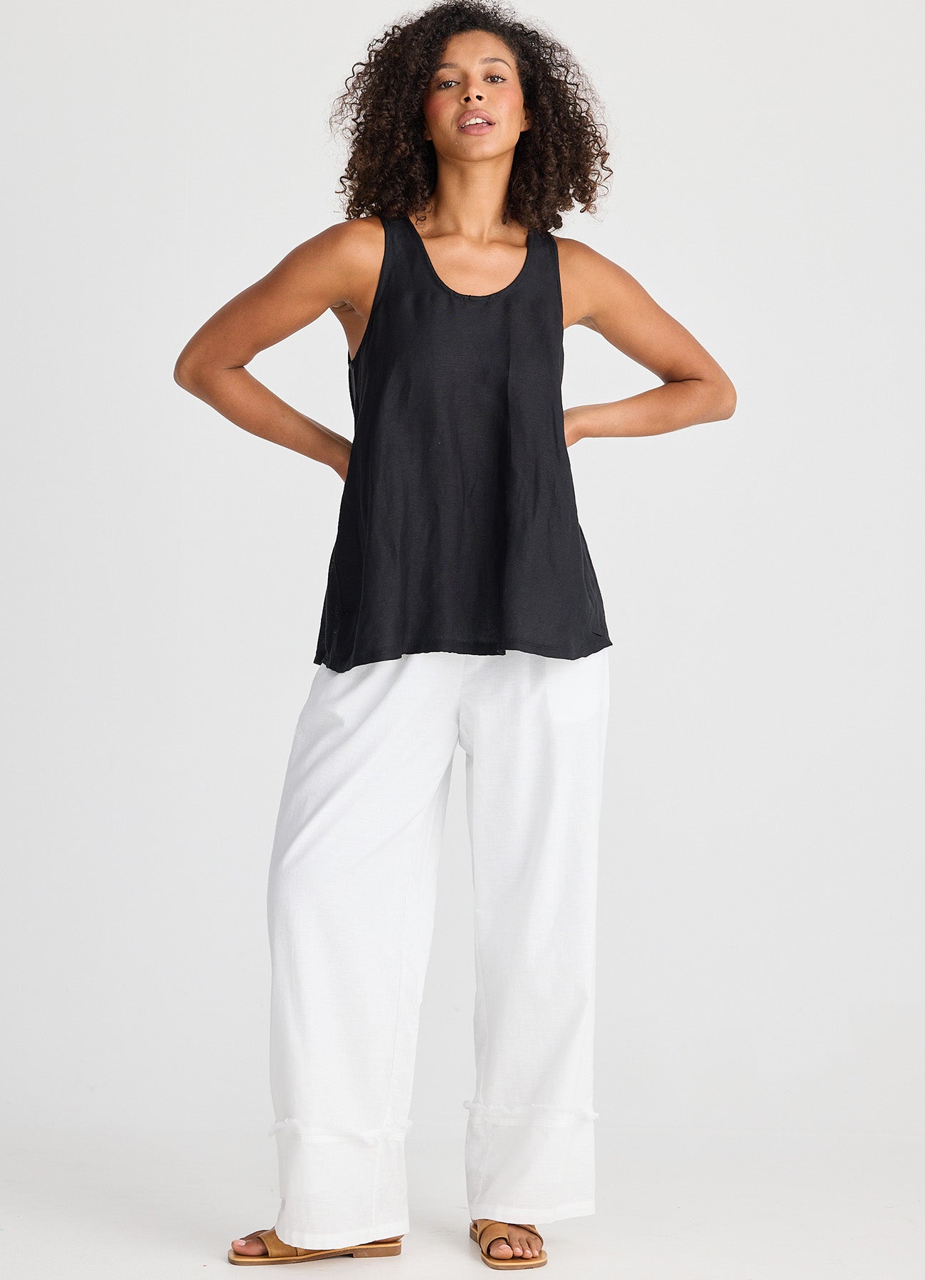 Shanty, Livorno Singlet Black Linen Blend