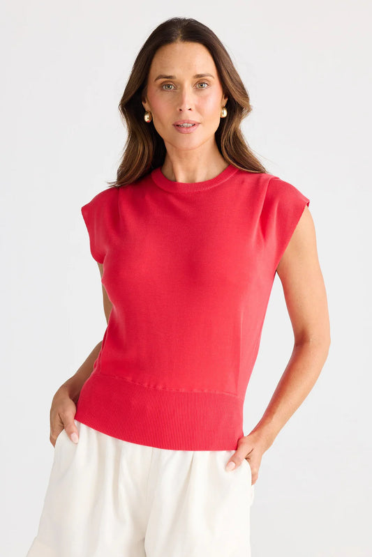Brave and True, Jodi Knit top Poppy Red