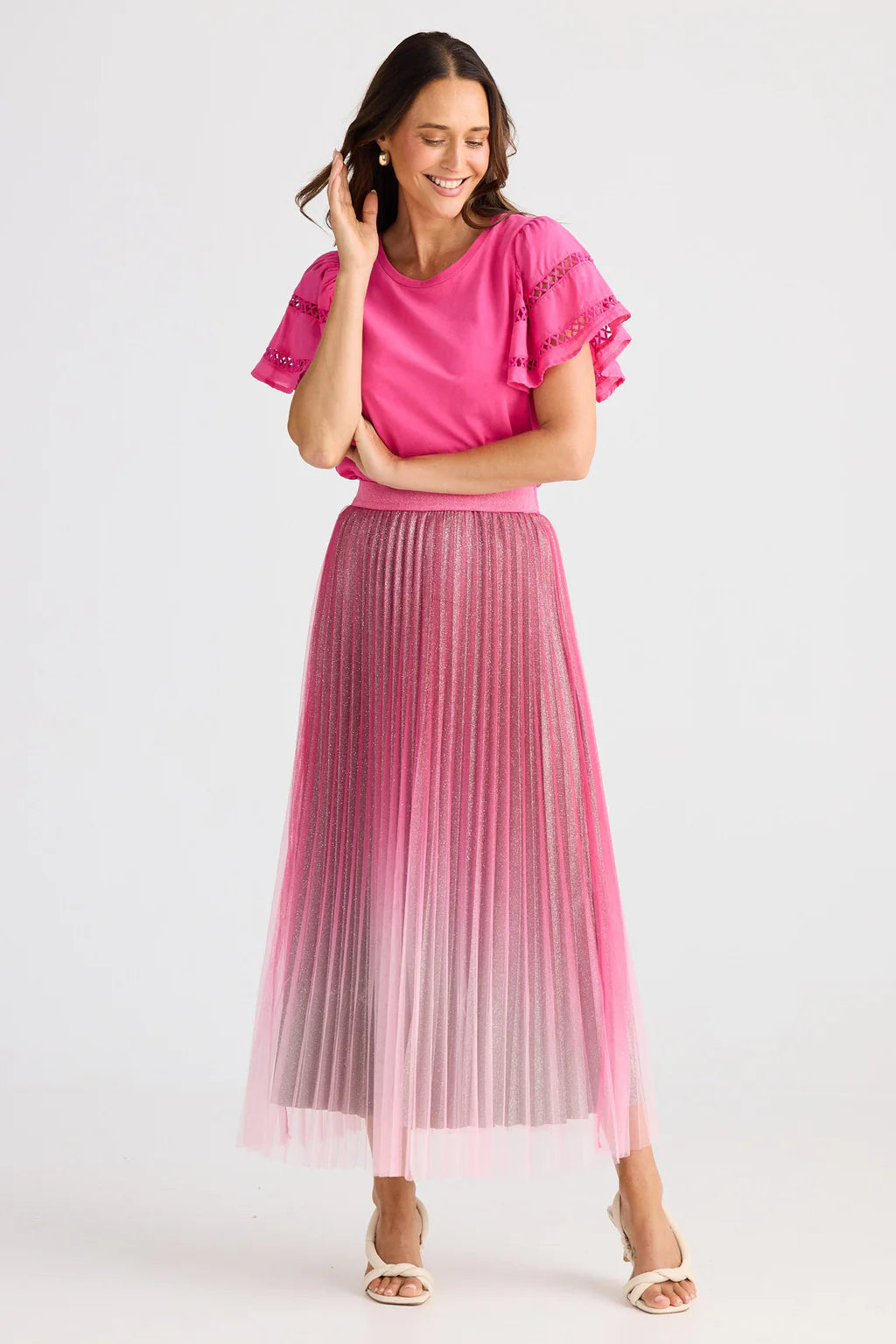 Brave and True, West End Skirt Hot Pink ombré