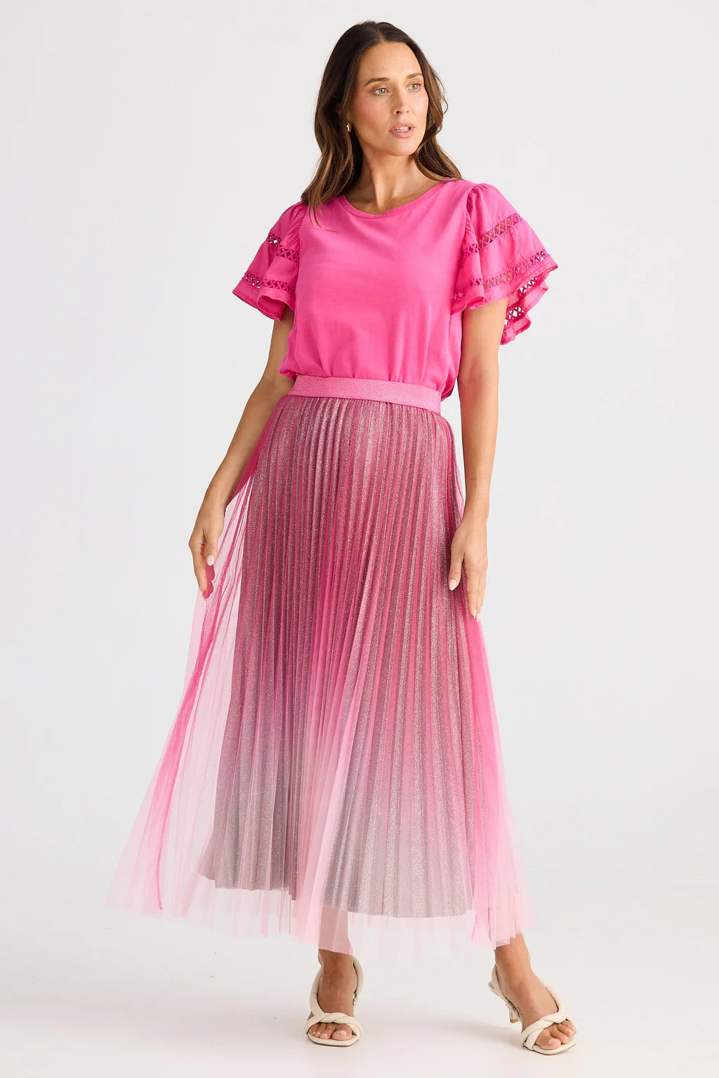 Brave and True, West End Skirt Hot Pink ombré
