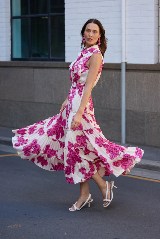 Brave and True, Lido Sleeveless Dress Fuchsia Bloom