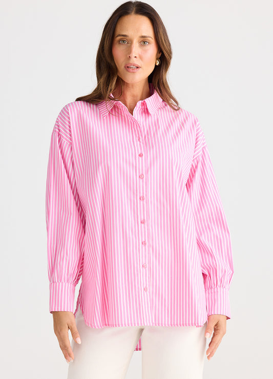 Brave and True, Isabel Shirt Pink Stripe